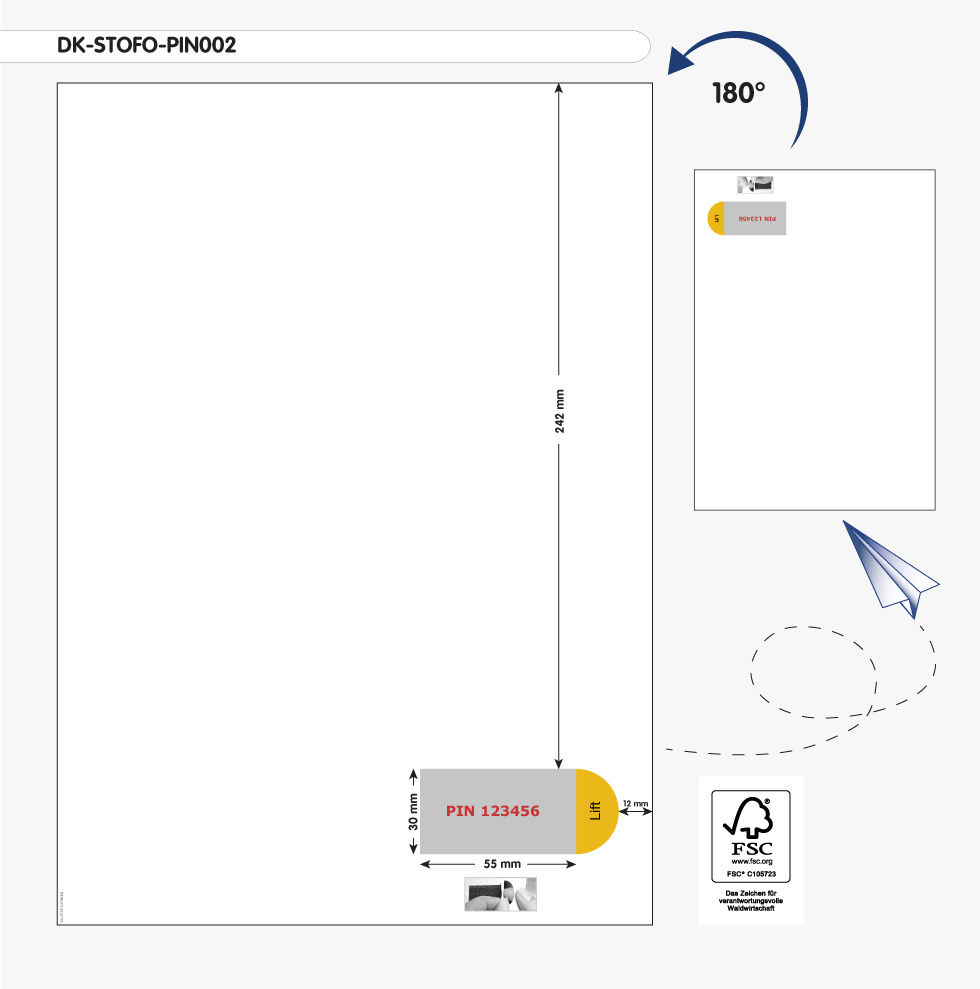 LaserPIN-Mailer DK-STOFO-PIN002 Vorderseite