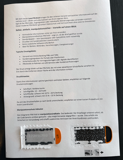 Fertiger LaserPIN-Mailer